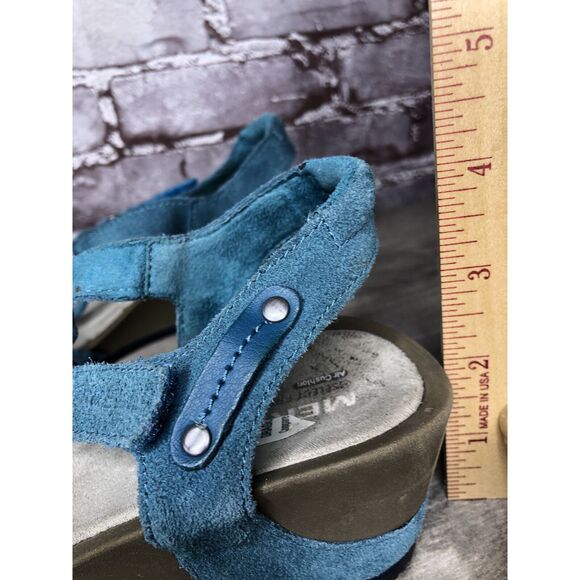 Merrell Revalli Dragonfly Blue Teal Leather Strappy Wedge Sandals Women Sz 7M US - Picture 9 of 16